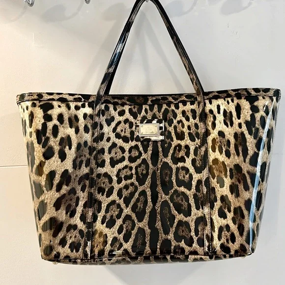 Dolce&Gabbana (Authentic) Leopard Print Patent leather Tote Bag - Picture 1 of 7